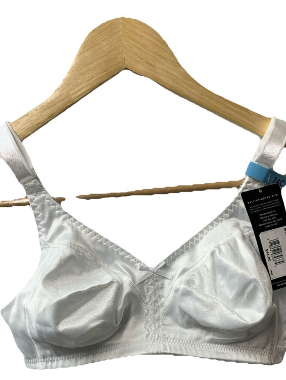 Bali Women's 34C Stay In Place Double Classic Support Wire-Free Bra White DF3820